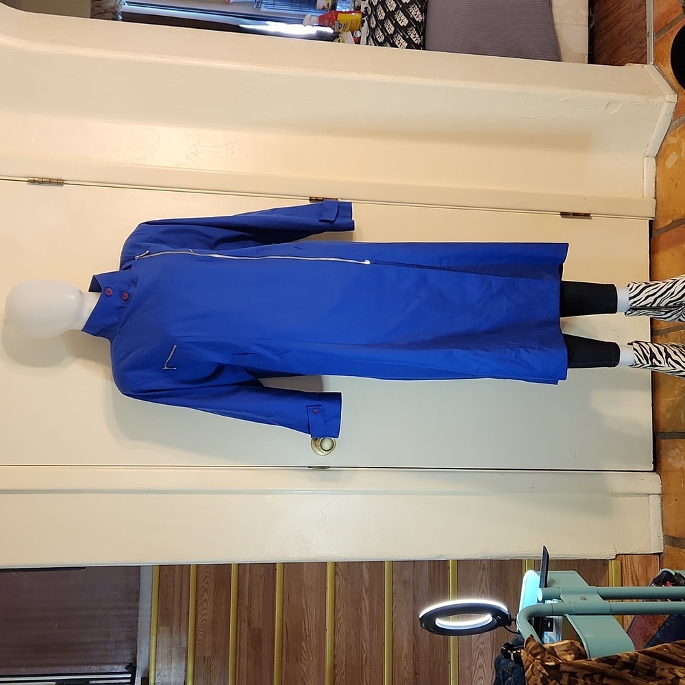 Vintage 1980's  Blue Overcoat by Together!  EUC Shoulder Pads! Size L
